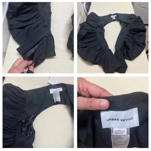 NWT Urban Revivo size 6 black puff sleeve crop jacket bolero blazer - Picture 3 of 8